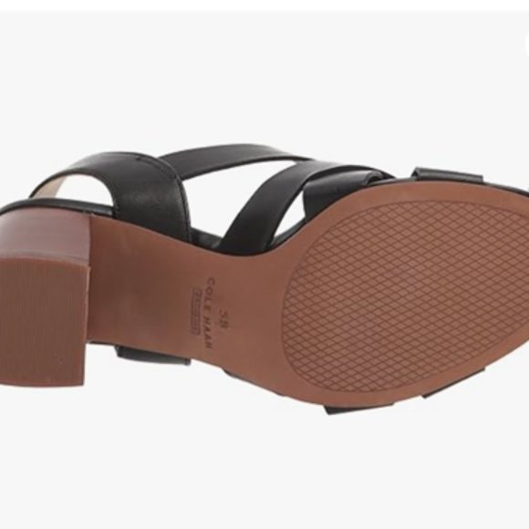 COLE HAAN NWT Womens Size 9 Jamie Block Heel Strappy Sandals Black Brown Buckle - Picture 5 of 6